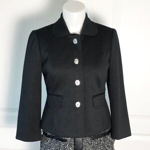 Ann Taylor LOFT Black 3/4 Sleeve Turnlock Buttons Jacket - Size 0